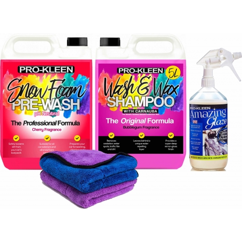 Pro-Kleen Elite PH Neutral Car Wash Kit with Free Microfibre Cloths